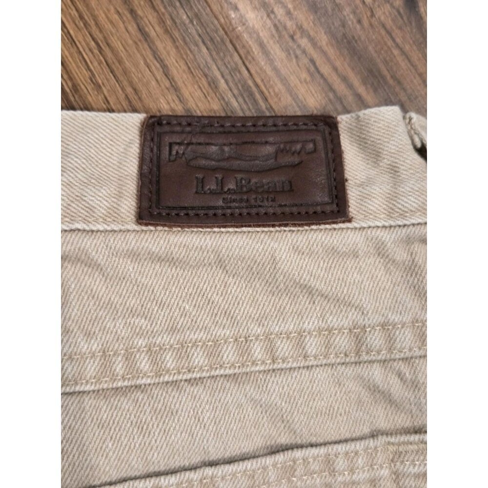 L.L.Bean Tan Flannel Lined Jeans Mens 42x29 Khaki Classic Fit Workwear Outdoor - Picture 4 of 14